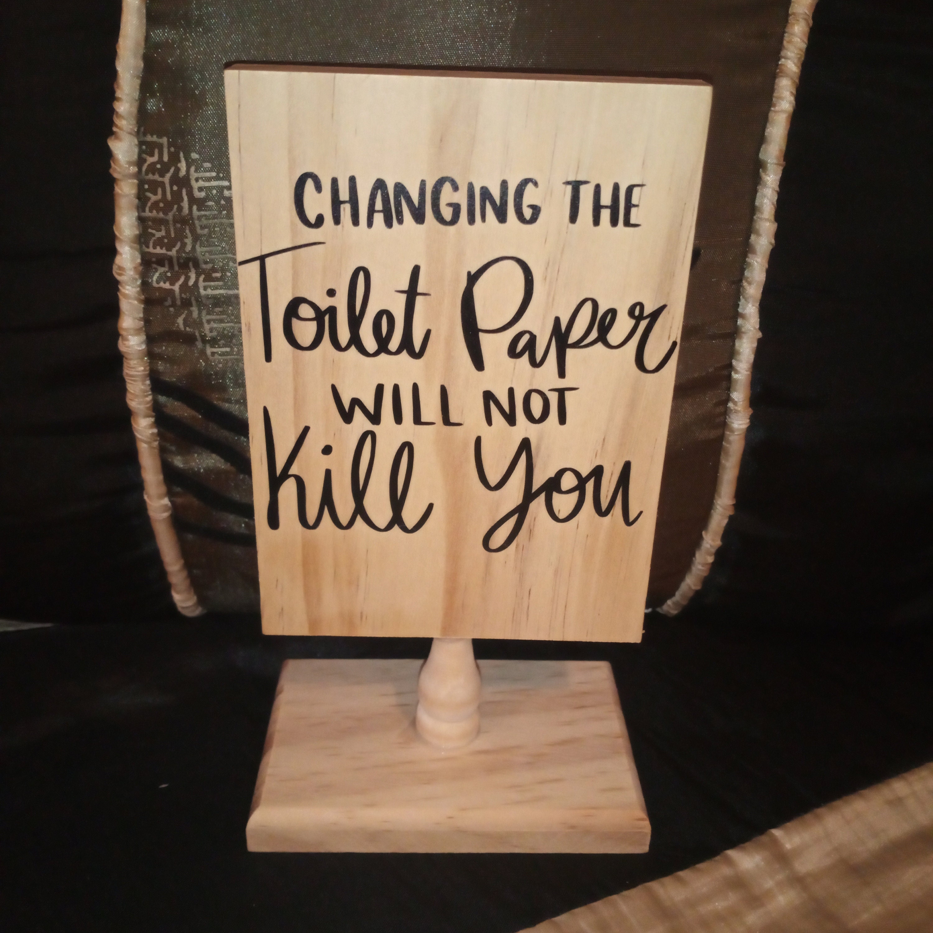 Toilet paper wood sign with permanent vinyl lettering. Etsy