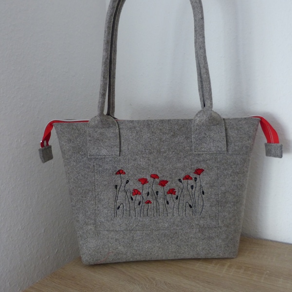 Filztasche "Rote Mohnblume"