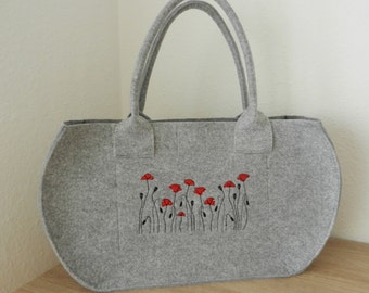 Shopper Filztasche "Rote Mohnblume"