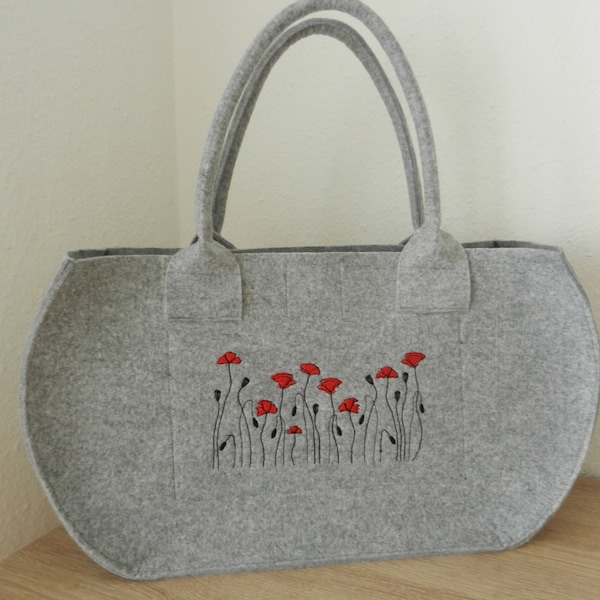 Shopper Filztasche "Rote Mohnblume"