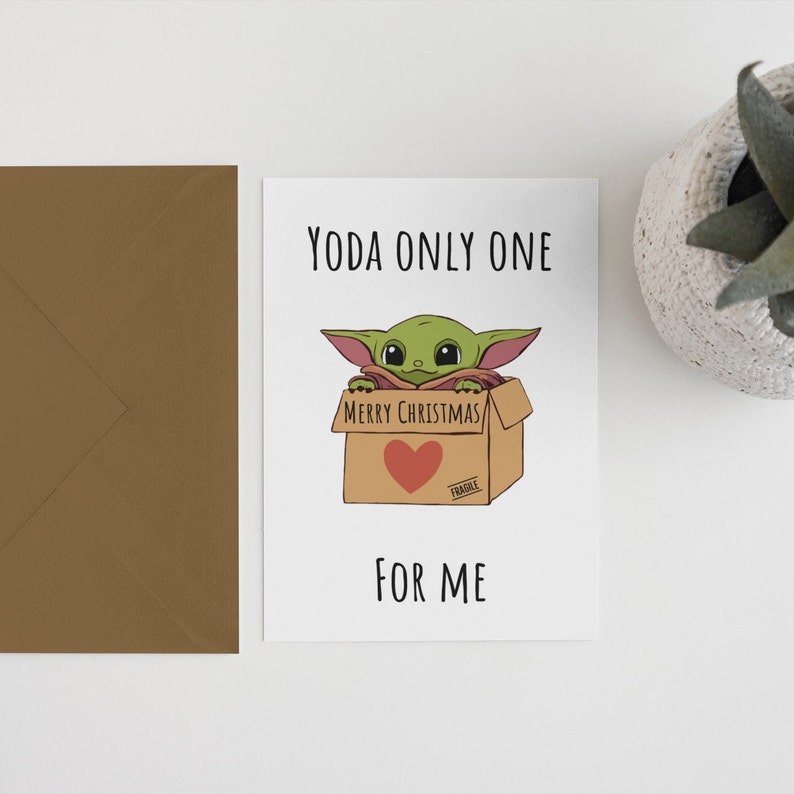 Yoda Merry Christmas Card Baby Yoda Xmas Card Funny Meme Etsy Canada
