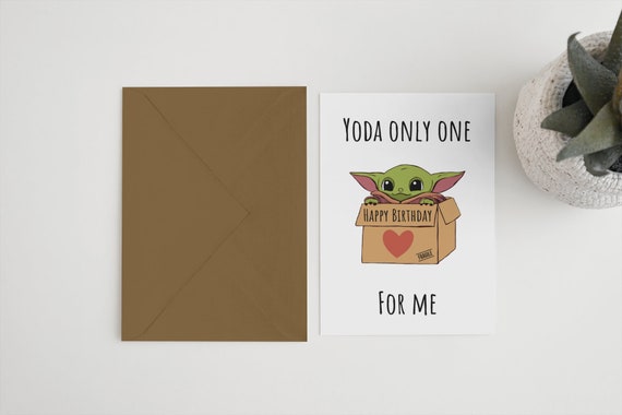 Joyeux Anniversaire Yoda One One For Me Carte Bebe Yoda Etsy