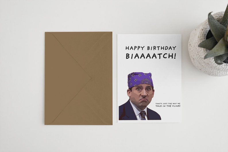 Micheal Scott | The Office Funny Card for Friend Happy Birthday Biaaatch Dunder Mufflin Birthday Card