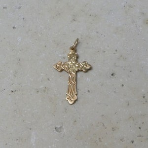 14k Gold Kreuz Halskette, 585 Gold Kreuz, christliches Kreuz, solides Goldkreuz, religiöser Vintage Schmuck, altes christliches Kreuz
