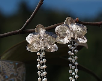 Amazing earrings silver orchids