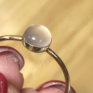 14k Gold ring, simple, minimalistic solid 14k Gold, minimalistic golden ring with rose quartz image 2