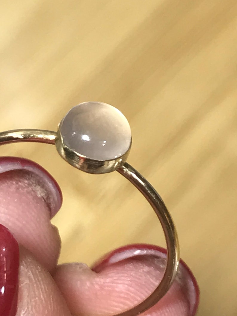 14k Gold ring, simple, minimalistic solid 14k Gold, minimalistic golden ring with rose quartz image 2