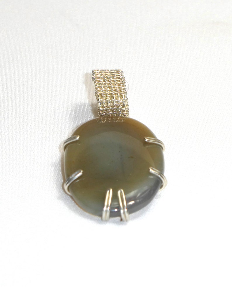 Srebrny naszyjnik / zawieszka wire wrapping z chalcedonem. zdjęcie 2