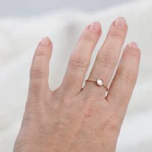 14k Gold ring, simple, minimalistic solid 14k Gold, minimalistic golden ring with rose quartz image 1