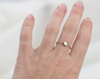 14k Gold ring, simple, minimalistic solid 14k Gold, minimalistic golden ring with rose quartz