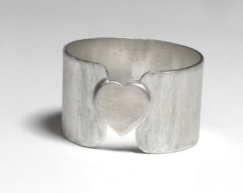 Silver ring with heart