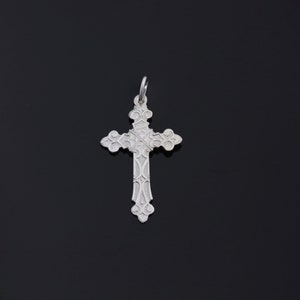Vintage 14k White gold pendant, 585 White Gold Cross, Solid 14k WhiteGold, White gold cross pendant, gold filled plated cross