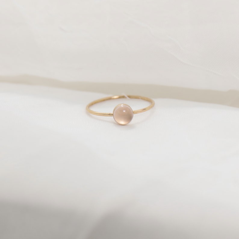 14k Gold ring, simple, minimalistic solid 14k Gold, minimalistic golden ring with rose quartz image 5