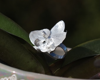 Silver Orchid ring, Amazing orchid silver ring, sterling silver orchid ring, Big silver ring, Flower silver ring