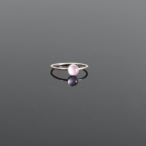 14k Gold ring, simple, minimalistic solid 14k Gold, minimalistic golden ring with rose quartz image 4