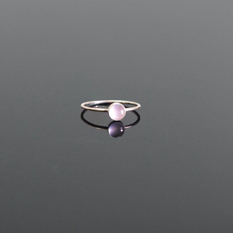 14k Gold ring, simple, minimalistic solid 14k Gold, minimalistic golden ring with rose quartz image 4