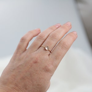 14k Gold ring, simple, minimalistic solid 14k Gold, minimalistic golden ring with rose quartz image 3