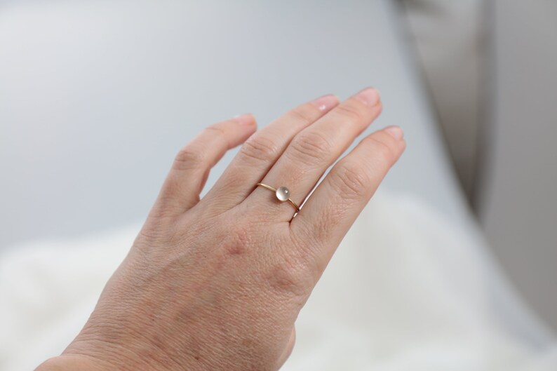 14k Gold ring, simple, minimalistic solid 14k Gold, minimalistic golden ring with rose quartz image 3