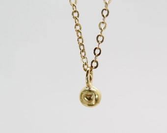 collier petit coeur avec pépite d'or 750, cadeau de baptême pour fille, travail d'orfèvrerie