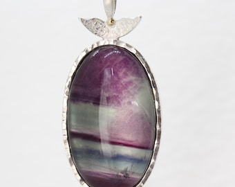 Wings pendant in 925 sterling silver with fluorite