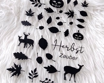 Autumn stickers, stickers, Halloween, autumn decoration, lantern, plot, leaves, fall, deer