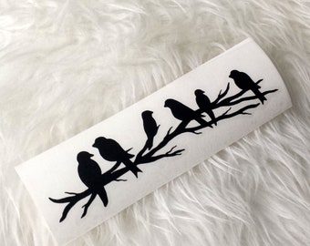 Autocollant guirlande d'oiseaux, sticker verre, lanterne, miroir, oiseau sur branche, décoration maison