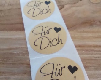 Geschenkaufkleber Für Dich / selbstklebend rund / Ø25mm / /Aufkleber Sticker Labels / Kraftpapier