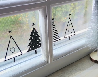 Sticker /Aufkleber Weihnachtsbäumchen, Tannenwald, weihnachtliche Deko fürs Fenster oder Windlicht