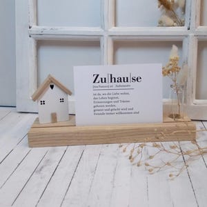 Kartenhalter Fotohalter mit Holzhäuschen & Vase für Trockenblume,  Tinyhouse Miniaturhaus, Holzdeko Geschenk, Fotohalter Bilderleiste