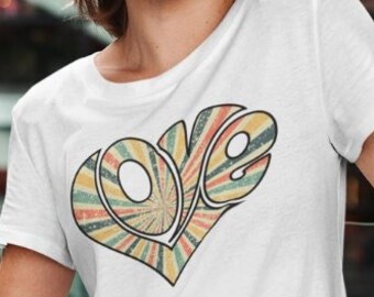 Retro Love Heart Shirt, Retro Graphic Tee, Groovy Love Shirt, Groovy Love, Vintage Love Shirt, Vintage Love,Retro Love Shirt,Retro Love Gift