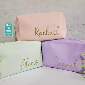 Personalized Makeup Bag: Waterproof PU Leather Cosmetic Travel Pouch