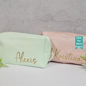 Personalized Makeup Bag: Shimmering Rose Gold, Waterproof PU Leather