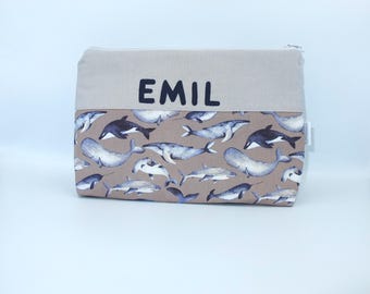 Voorbeeldtas "Emil" - luiertas, toilettas, toilettas met naam, voor onderweg met de baby, voor onderweg met het kind