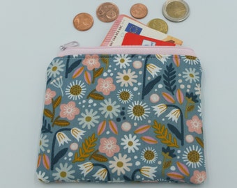 Mini Tasche Geldbeutel * Blumen * für Geld, Karten, Erste Hilfe, Schminke, Geldbörse, Portemonnaie, Schminktasche , kleine Tasche,