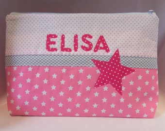 Sac à langer avec le nom "Star pink/pink" sac à langer, trousse de toilette, trousse de toilette pour les déplacements avec bébé et enfant