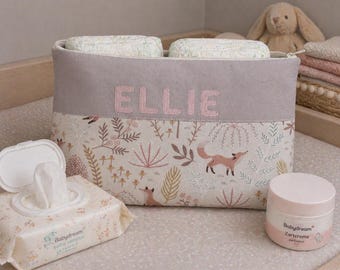 Gepersonaliseerde luiertas "Vos", toilettas, toilettas met naam, voor op reis met baby en kind, toilettas