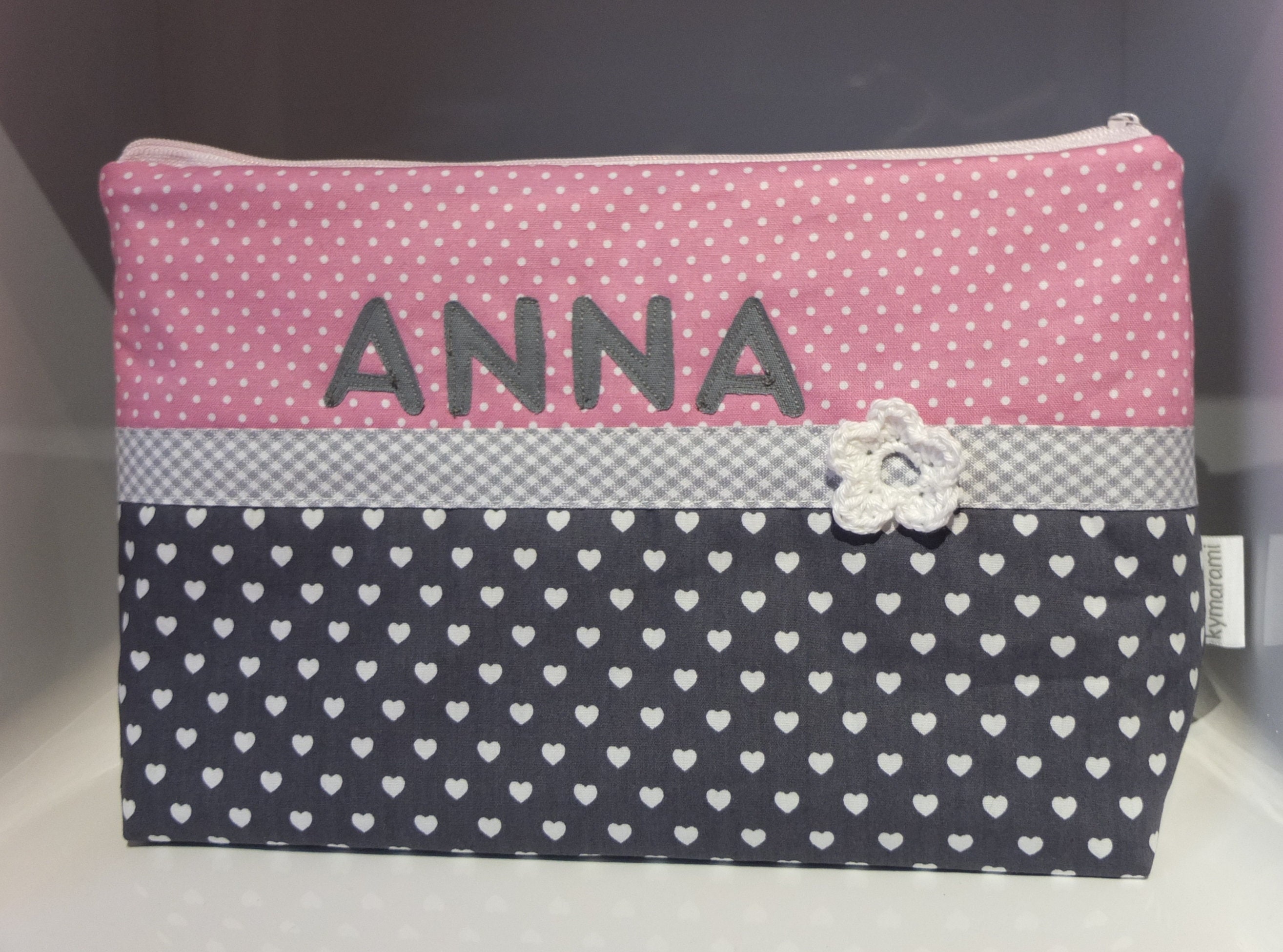Diaper bag with name "Heart" diaper bag, toiletry bag, toiletry bag with name, baby on the go, child on the go, toiletry bag
