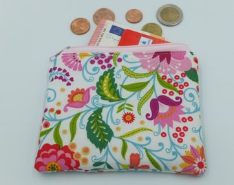 Mini Tasche Geldbeutel * Blumen * für Geld, Karten, Erste Hilfe, Schminke, Geldbörse, Portemonnaie, Schminktasche , kleine Tasche,