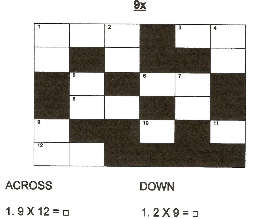 Times Tables Crossword Puzzles 26 Educational Aid Etsy