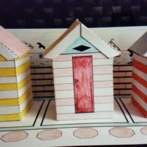 Beach Hut Template with Background scenery printed black /white