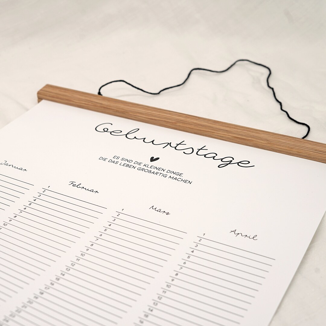 Kalender Geburtstage selbst eintragen Mona ohne Posterleiste - Etsy.de