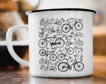 Enamel mug "Bicycles" bike jersey cycling gift mug motif mug printed on both sides