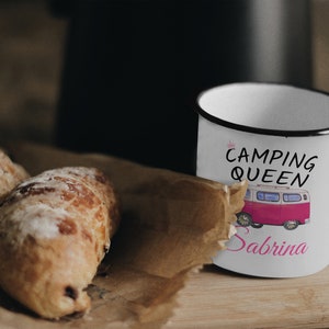 Custom Name Enamel Mug Camping Queen Personalized Camper Tents Nature Caravan Gift image 5