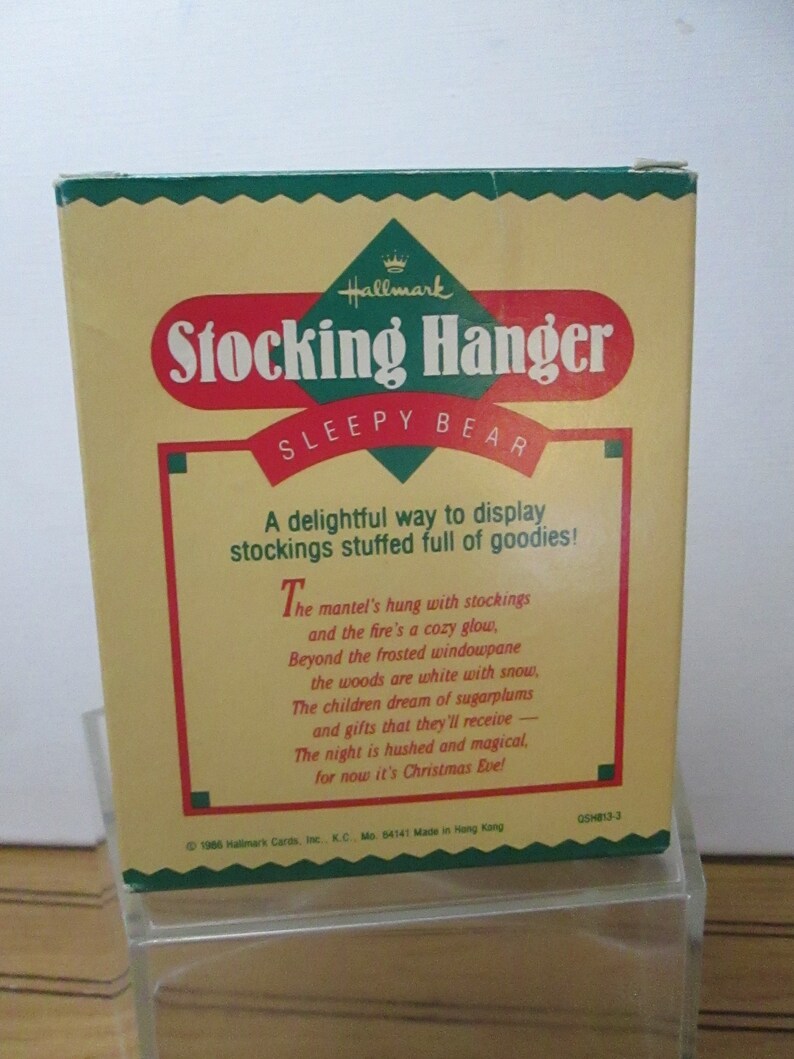 Vintage Christmas Bear Decoration Hallmark Chrismas Stocking Hanger Sleeping Bear