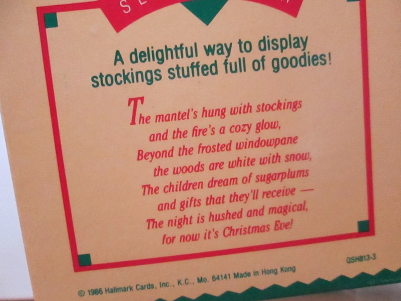 Vintage Christmas Bear Decoration Hallmark Chrismas Stocking Hanger Sleeping Bear
