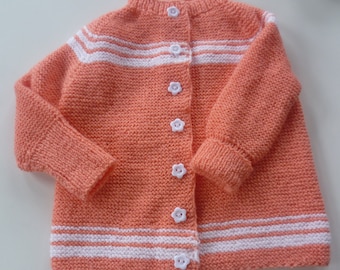 Hand-knitted baby cardigan with love