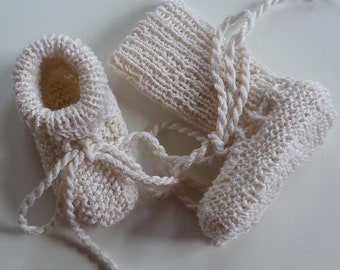 Hand-knitted baby shoes with love