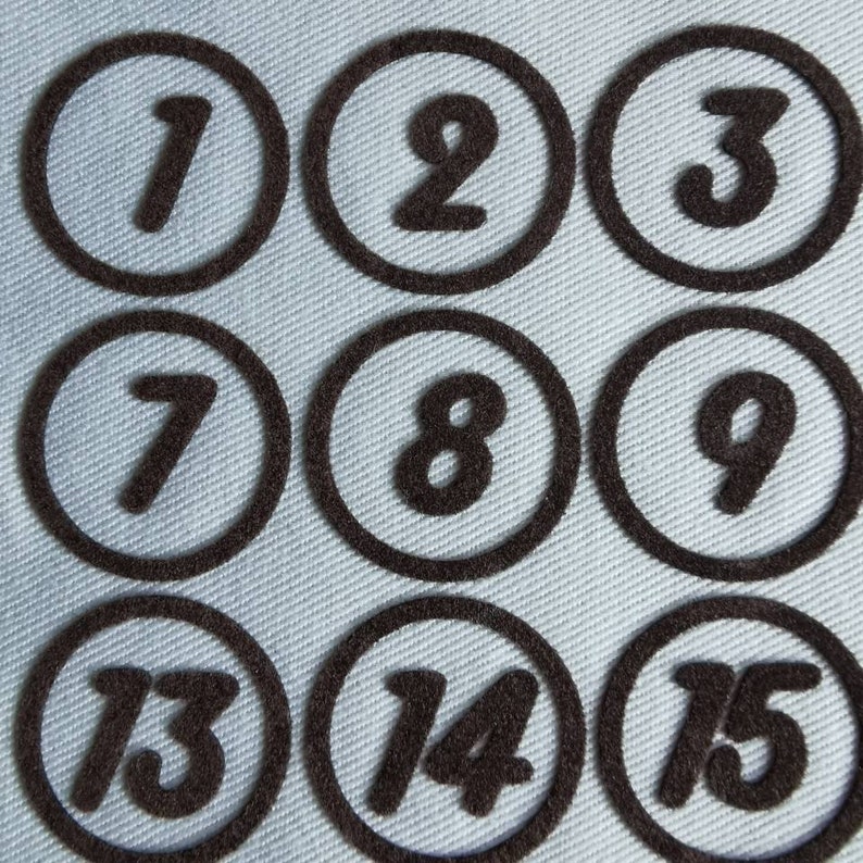 Numbers for the Advent calendar to iron on