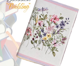 Couverture de livre pour livres empruntés ou préférés / tissu de couverture de livre / couverture / housse de protection pour livres / couverture / emballage / cadeau / fleurs