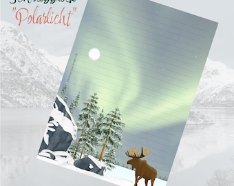 Notepad / writing pad / Din A5 / drawing / illustration / print / note / lined / writing paper / stationary / gift / northern lights